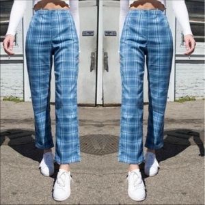 Brandy Melville - John Galt High-rise Blue Plaid Flannel Trousers Size 0/2